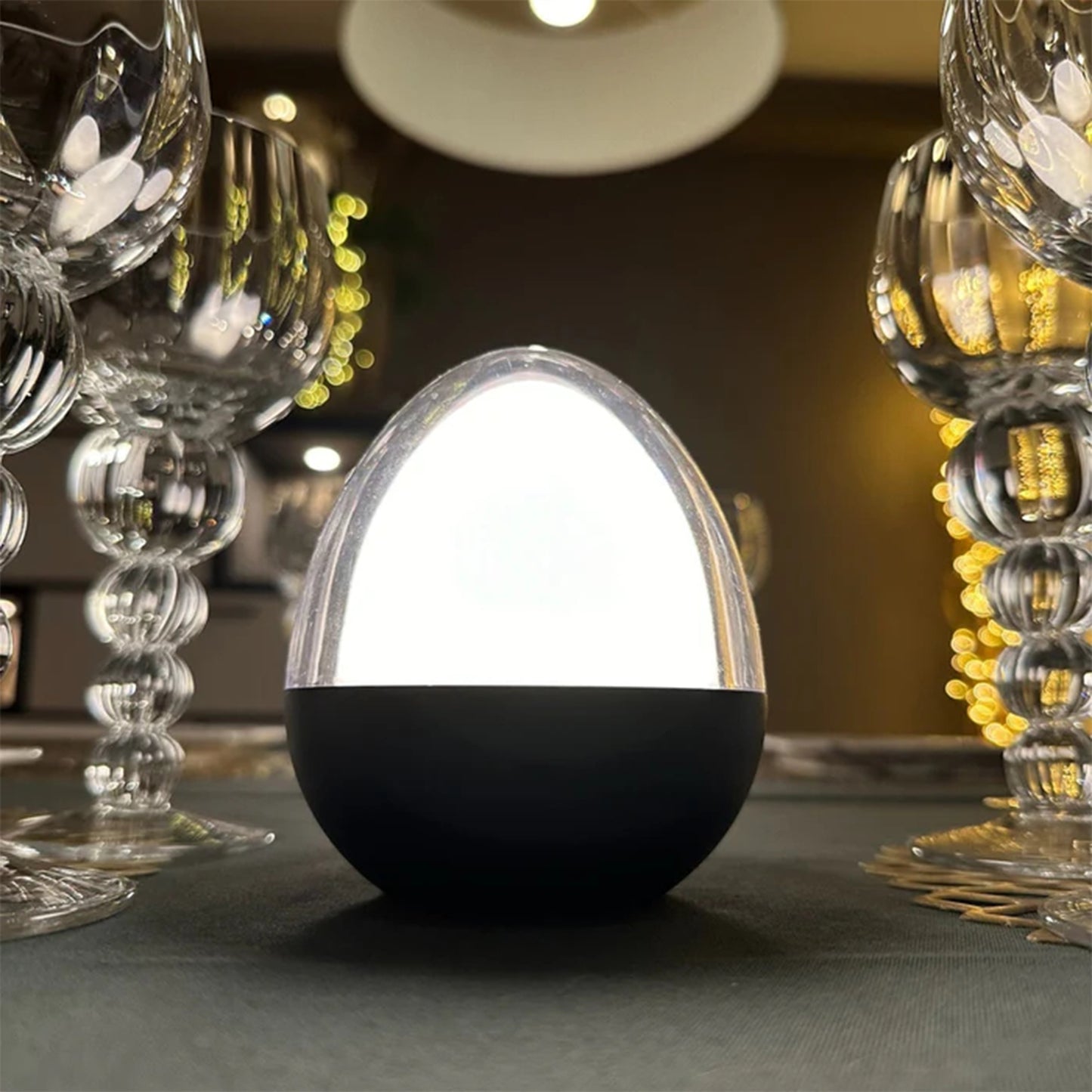 Lampe de table décoration LED blanc + RGB rechargeable OVIE H12cm