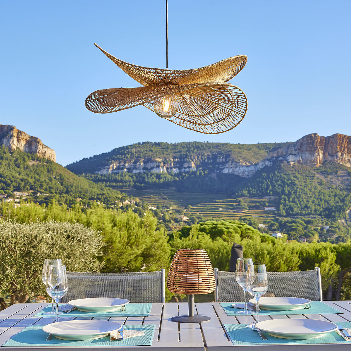 Abat jour SOLARA en jute style bohème H32 cm pour monture électrique E27