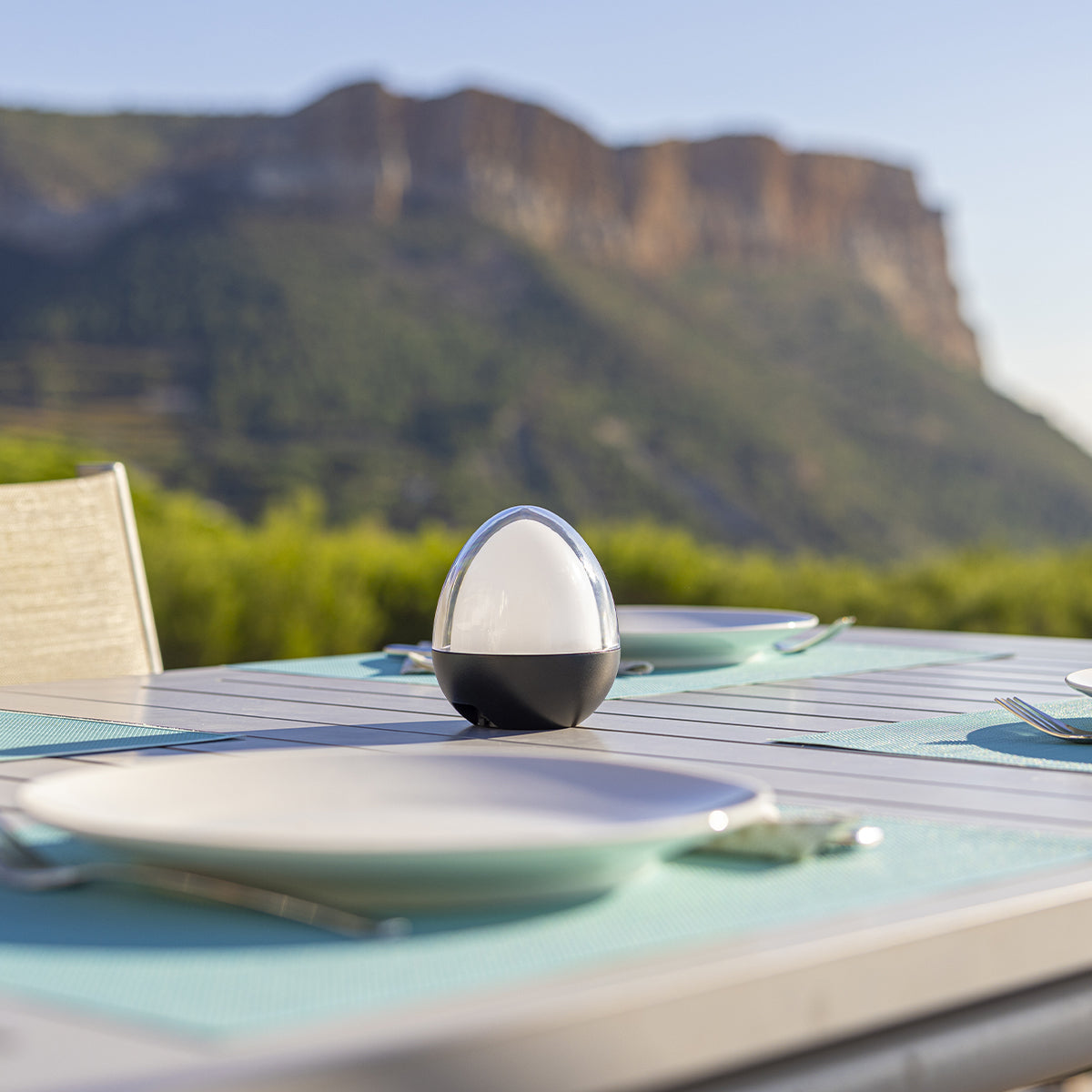 Lampe de table décoration LED blanc + RGB rechargeable OVIE H12cm