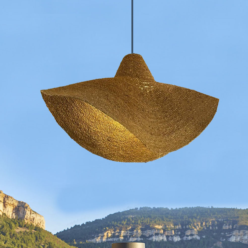 Abat jour naturel KLEIA en herbe marine style bohème H13 cm pour monture électrique E27