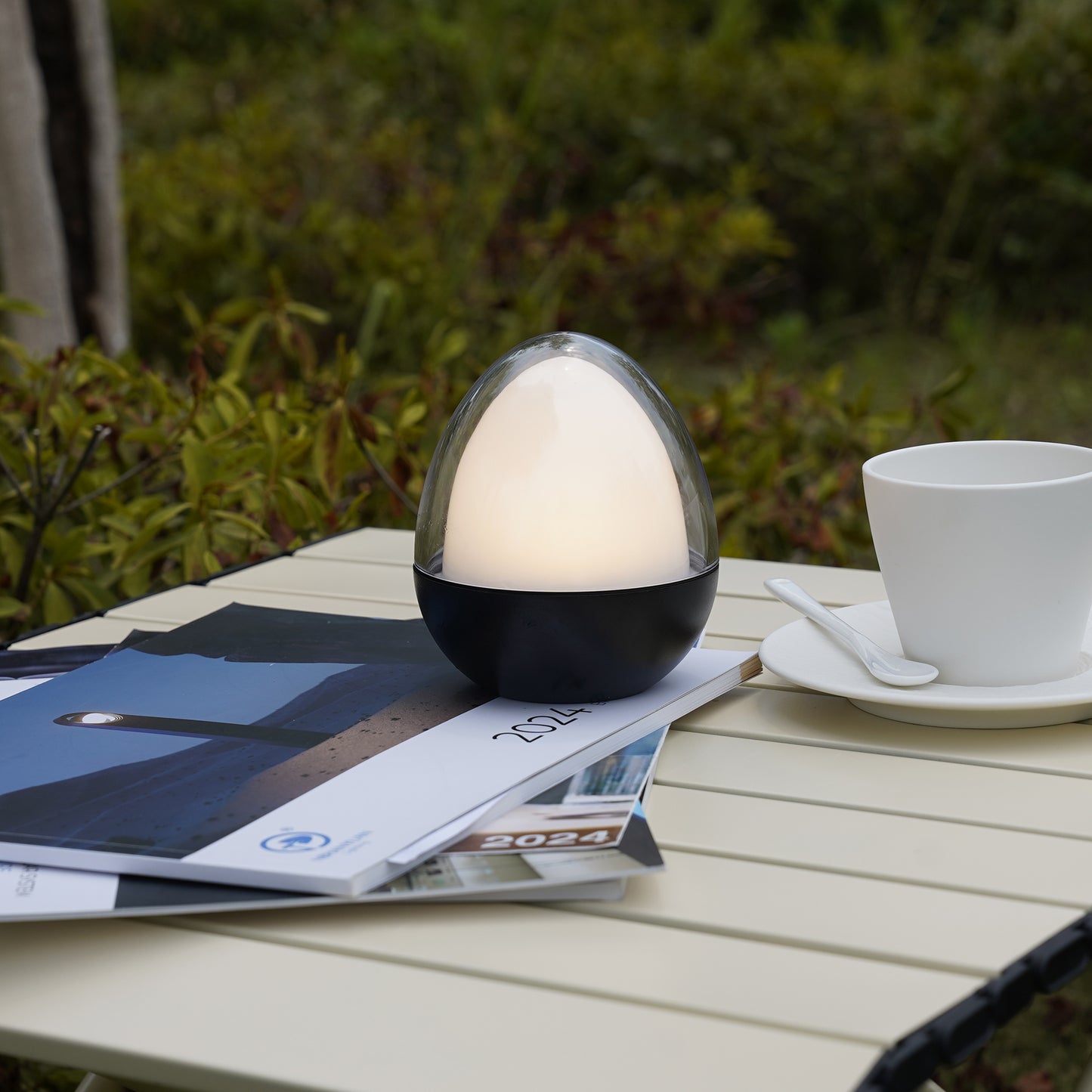 Lampe de table décoration LED blanc + RGB rechargeable OVIE H12cm