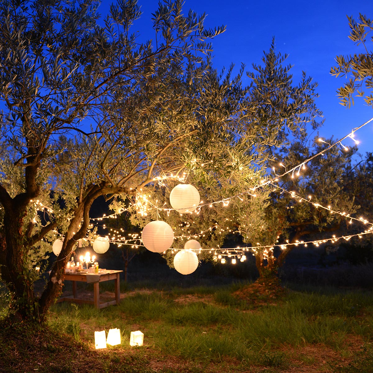 Lot de 2 guirlandes lumineuses solaires 400 LED blanc chaud 8 modes détecteur crépusculaire 2x YOGY SOLAR WARM 400 33.9m