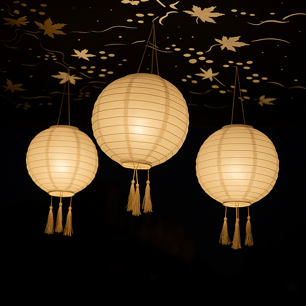 Lot de 3 lampion solaire lanterne chinoise beige crème mariage festif LED blanc chaud HIMALAYA ∅30cm