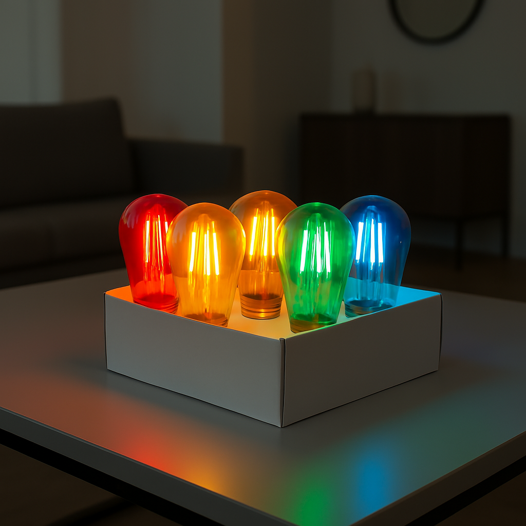 Lot de 5 ampoules LED E27 multicolore globe compatible guirlande PARTY BULB COLOR H7cm