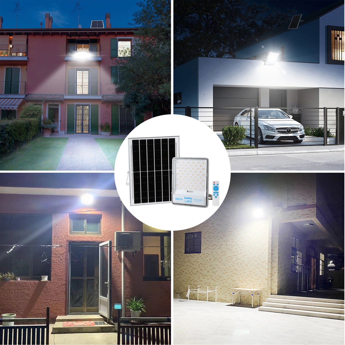 Projecteur solaire éclairage très puissant LED blanc chaud/ froid TITAN avec panneau solaire déporté et télécommande H30.5cm