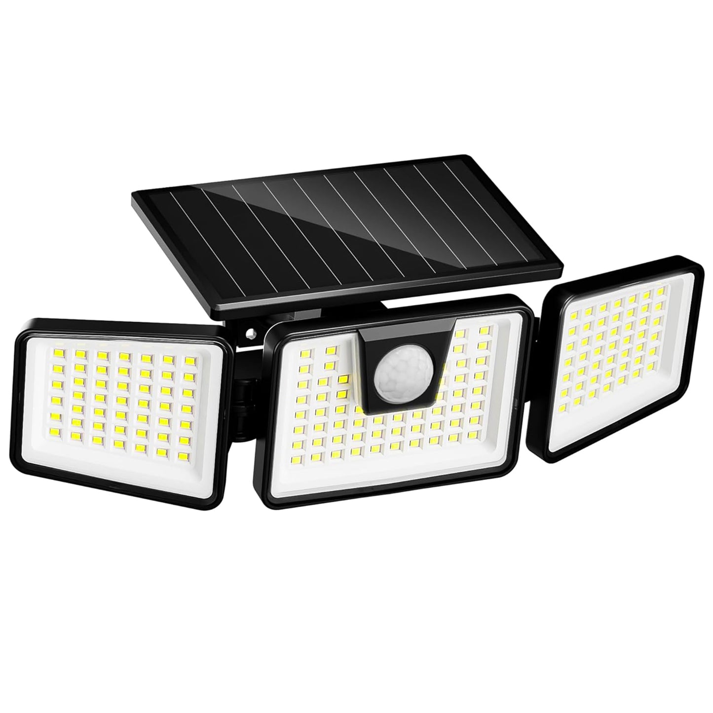 Spot solaire 3 têtes noir éclairage puissant LED blanc FALCON H9.3cm avec détecteur de mouvement orientable