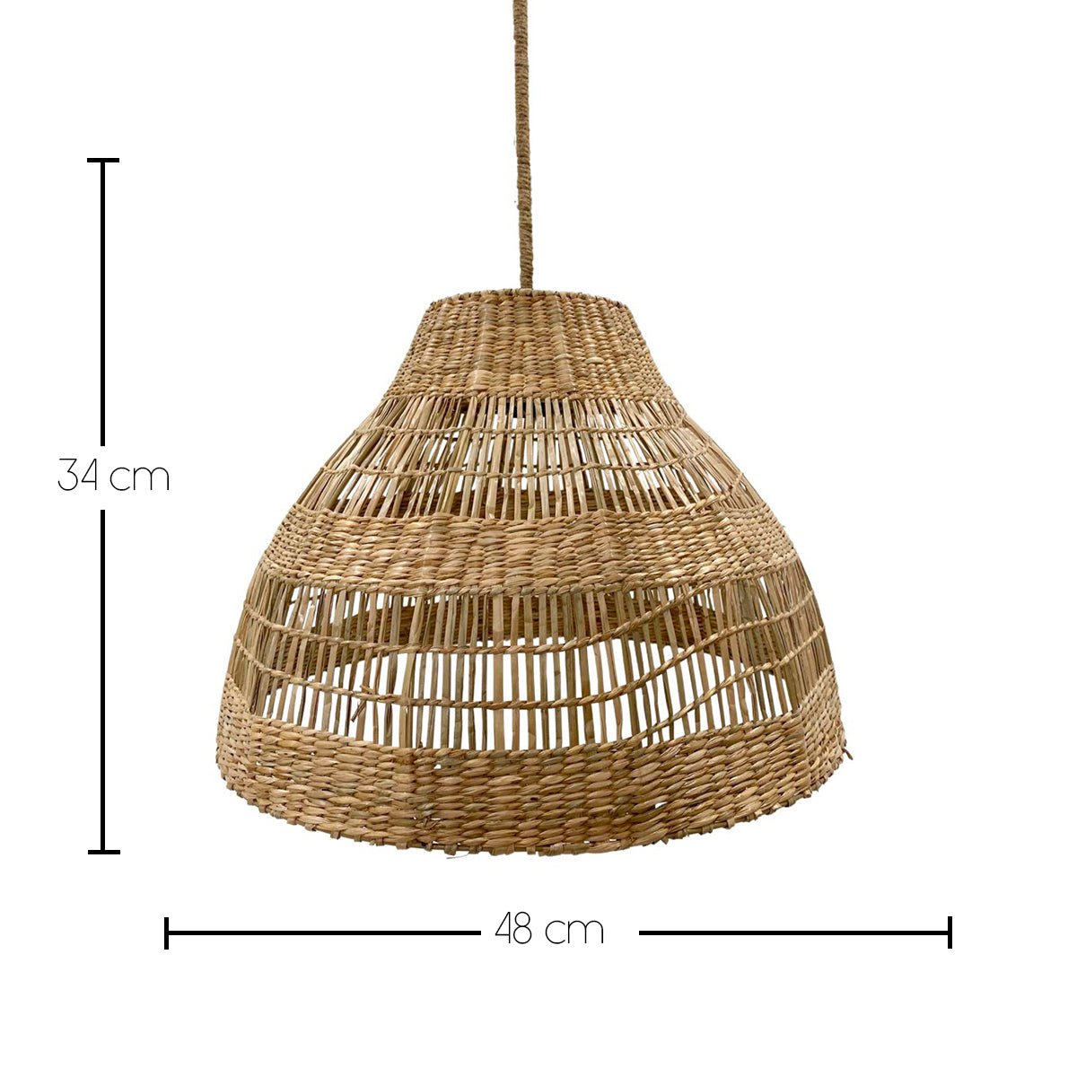 Suspension MERIDA NOMAD en herbe marine style bohème avec ampoule LED blanc/RGB nomade