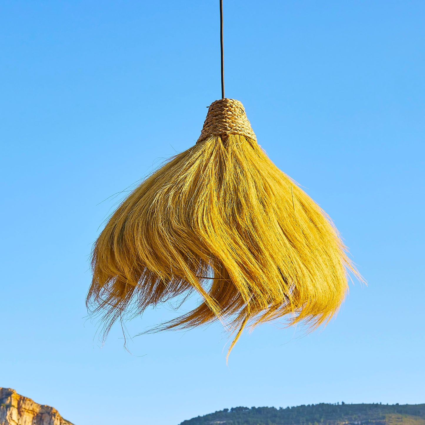 Abat jour naturel MASAI en herbe de rayung style bohème H40cm pour monture électrique E27