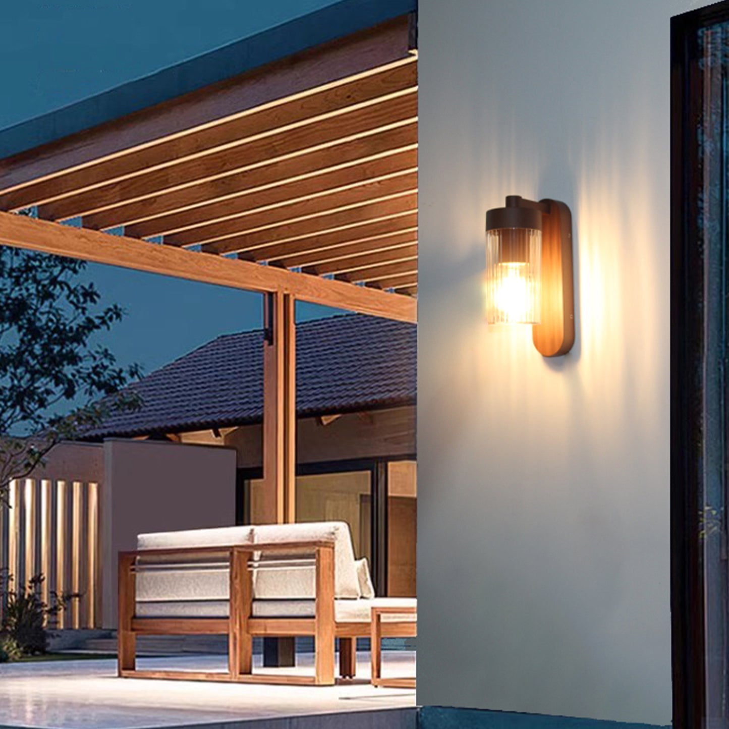 Applique murale d'extérieur sur secteur culot E27 corten CLARA H24cm