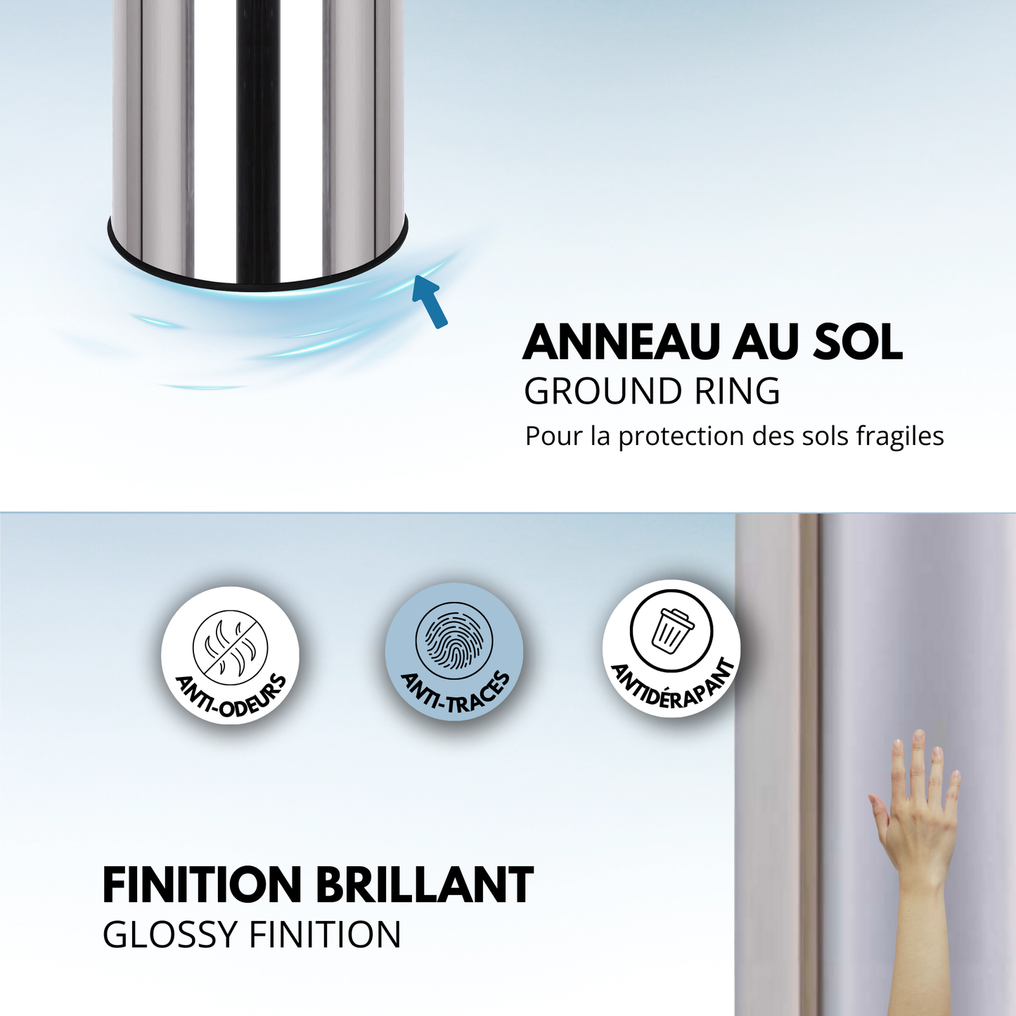 Poubelle de cuisine automatique 50L ARTIC en acier Inox avec seau