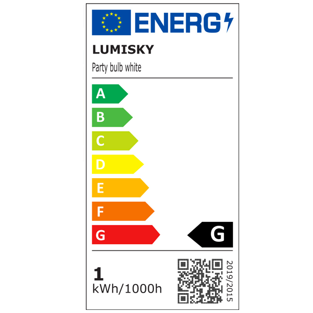 Lot de 5 ampoules LED E27 blanc globe compatible guirlande PARTY BULB WHITE H7cm