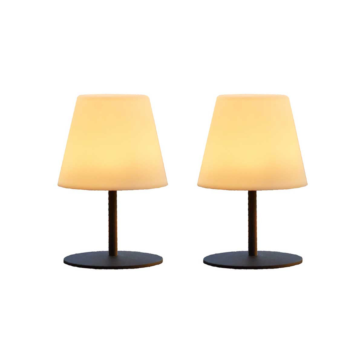 Pack de 2 Lampes de table sans fil pied en acier gris LED blanc chaud/blanc dimmable TWINS H16cm