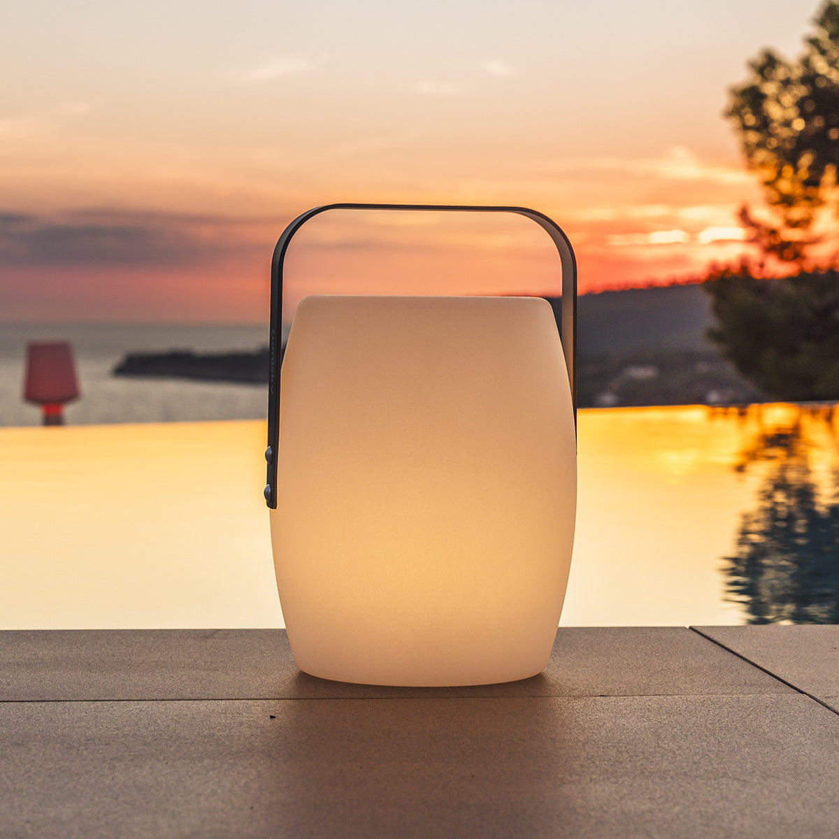 Lanterne sans fil poignée aluminium LED blanc chaud/blanc dimmable LUCY ROCK H31cm