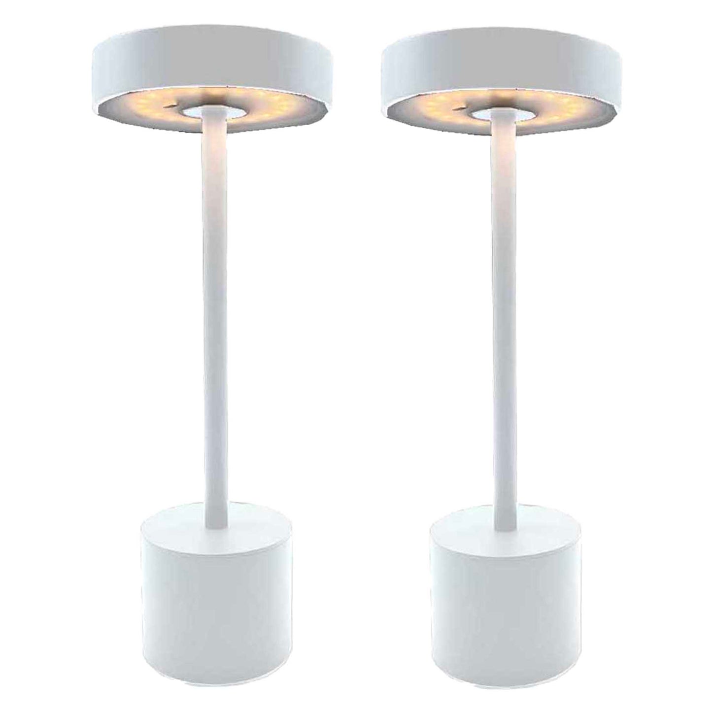 Lot de 2 lampes de table sans fil touch en aluminium blanc mat LED ROBY WHITE H30cm