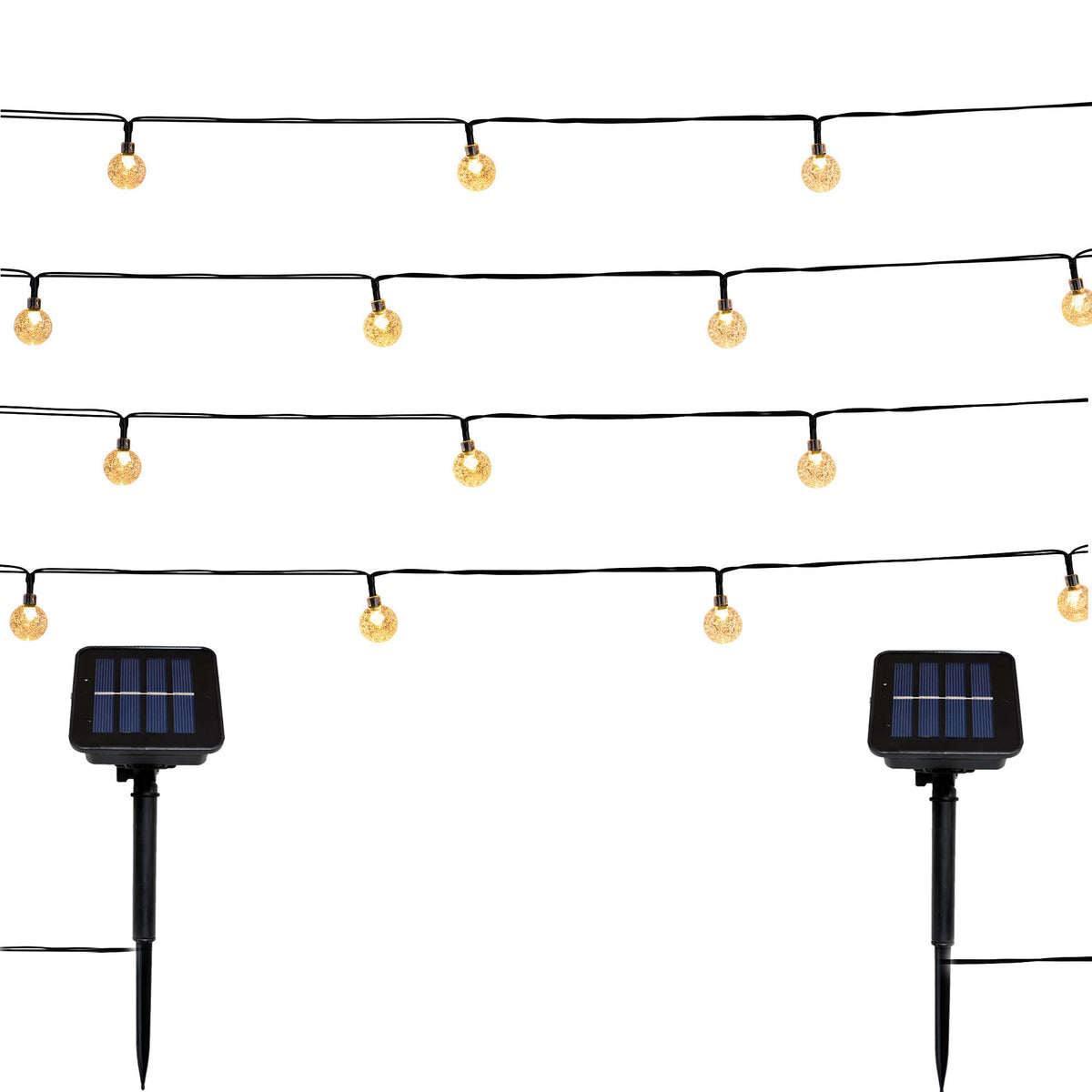 Lot de 2 guirlandes lumineuses solaires 60 globes scintillants LED blanc chaud FESTY WHITE 5.8m