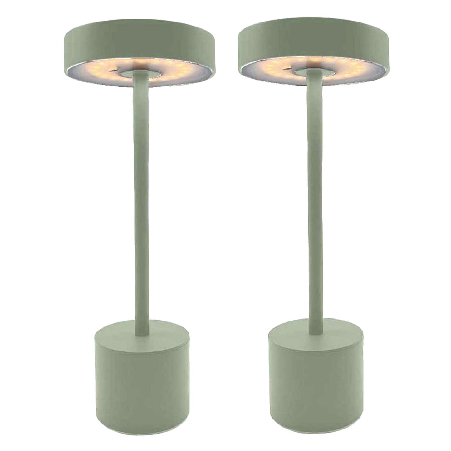 Lot de 2 lampes de table sans fil touch en aluminium vert olive mat LED ROBY OLIVE H30cm