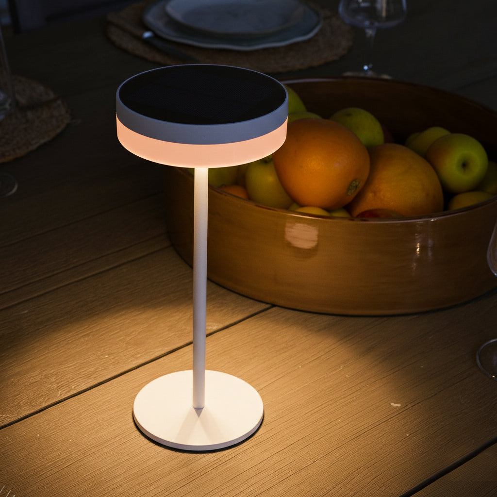 Lot de 2 lampes de table solaires et USB blanches LED blanc chaud dimmable 2x VIVIA MINI WHITE SOLAR H27cm