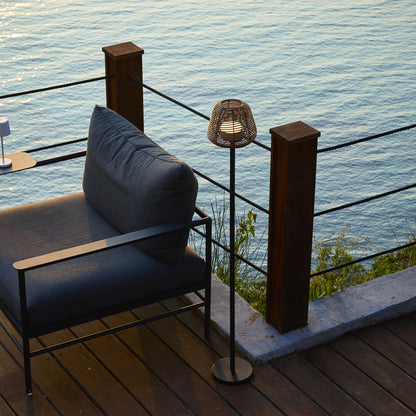 Lampadaire nomade design poly rotin pour extérieur LED MIDY BOHEME H120 cm