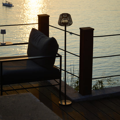 Lampadaire nomade design poly rotin pour extérieur LED MIDY BOHEME H120 cm