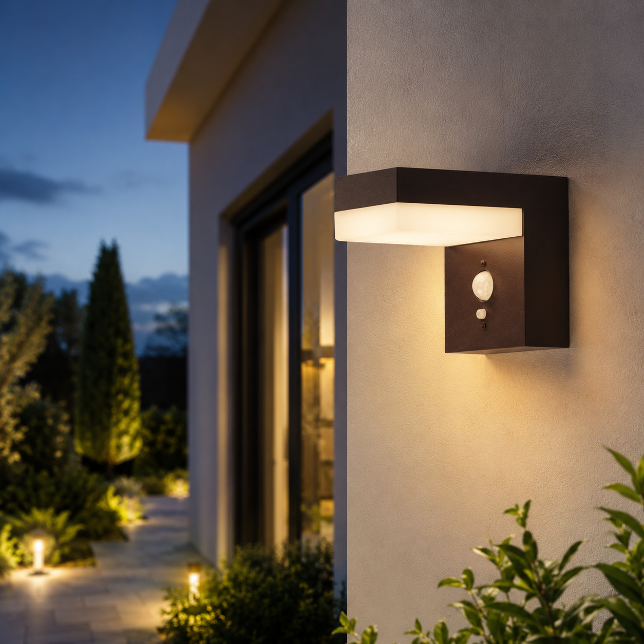 Applique murale solaire à fixer LED blanc chaud avec détecteur de mouvement CENOVA WALL CORTEN  H12.5cm