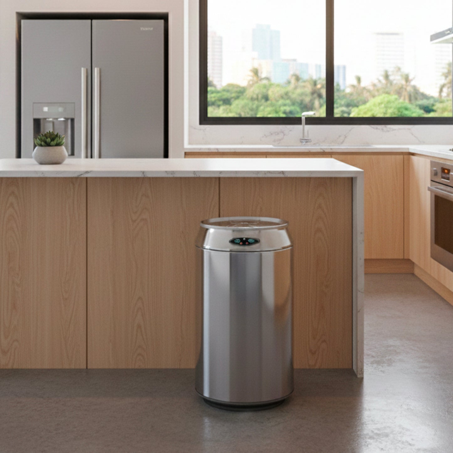 Poubelle de cuisine automatique 30L CAN en acier INOX forme canette avec seau