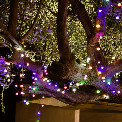 Lot de 2 guirlandes lumineuses solaires 100 ampoules rondes multicolores LED BILLY RGB 10.90m