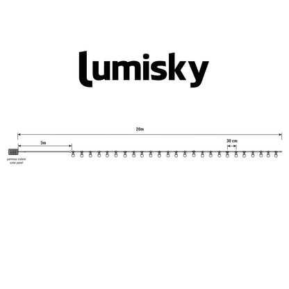 Guirlande lumineuse solaire 25 ampoules bulles BUBBLE STRING LIGHT LED blanc chaud dimmable 20m