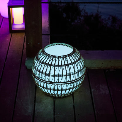 Boule lumineuse filaire avec coque poly rotin amovible pour extérieur LED blanc BOBBY W40 DRESS ∅40cm culot E27