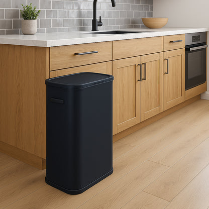 Poubelle de cuisine push 60L PORTLAND en acier Inox NOIR Ouverture par simple pression