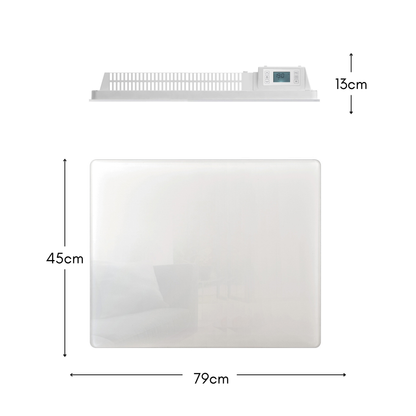 Radiateur électrique à inertie sèche bloc CERAMIQUE + facade VERRE écran LCD 1500W GLASS Norme NF