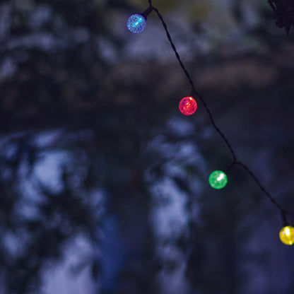 Lot de 2 guirlandes lumineuses solaires 20 globes scintillants LED multicolore FESTY COLOR 5.80m