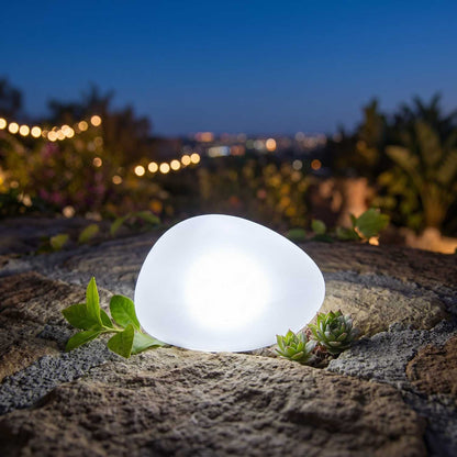 Lampe solaire décorative galet LED blanc SOLENZARA ∅16cm