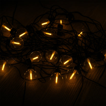 Lot de 2 guirlandes lumineuses solaires 25 ampoules BESTY LIGHT LED blanc chaud dimmable 20m