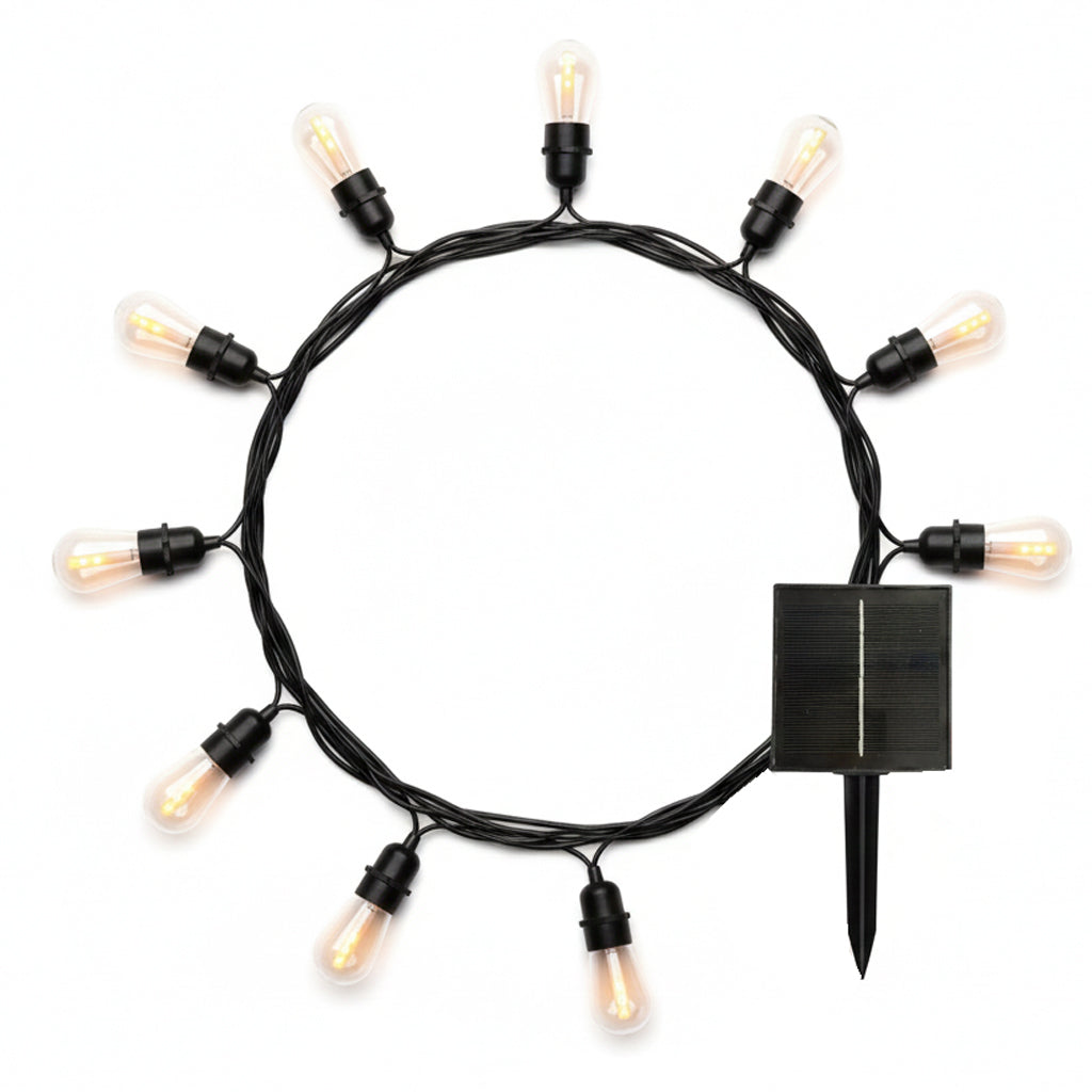 Guirlande lumineuse solaire raccordable 10 ampoules LED blanc chaud effet flamme FLAME STRING LIGHT 8m