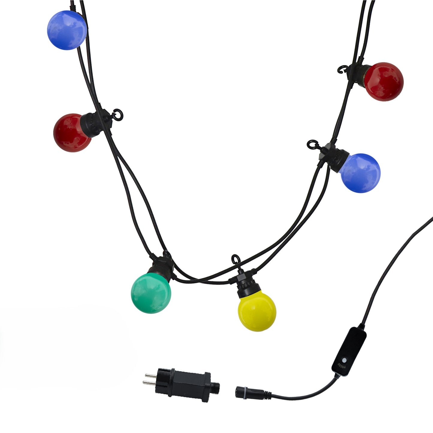 Lot de 2 Guirlandes lumineuses extérieur connectable 10 globes LED multicolore PARTY GUINGUETTE 5.70m 8 modes