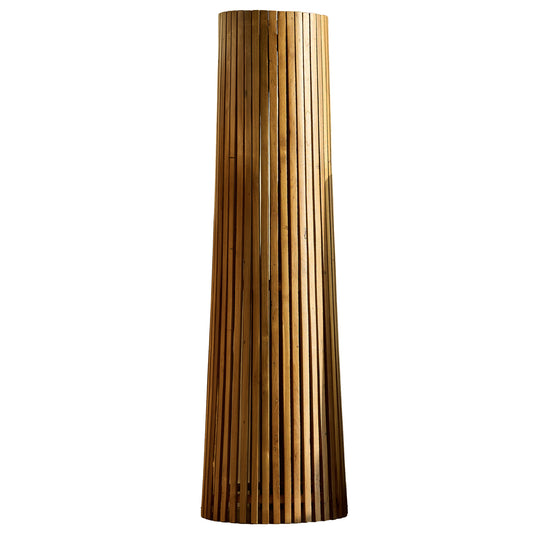 Lampadaire d'extérieur solaire TECKA TALL en bois teck avec module LED blanc chaud et télécommande H120cm