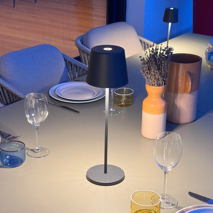 Lampe de table touch sans fil en aluminium gris KELLY ROCK LED blanc dimmable H38 cm