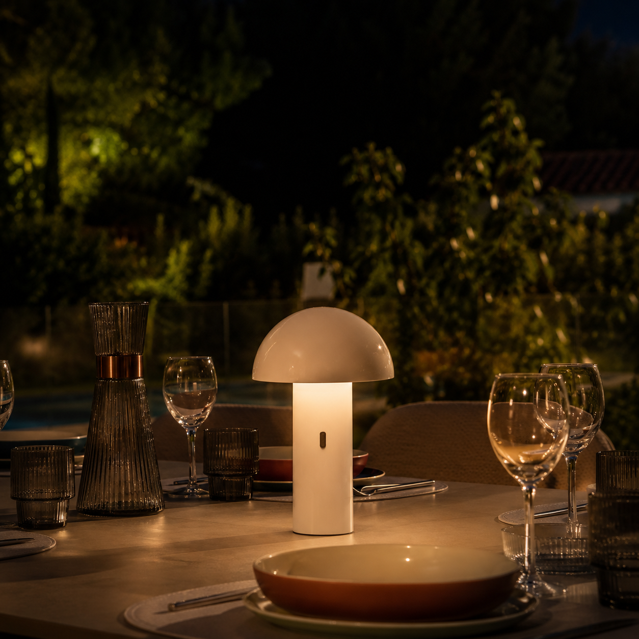 Lampe de table sans fil tête orientable LED blanc chaud TOD WHITE H28cm