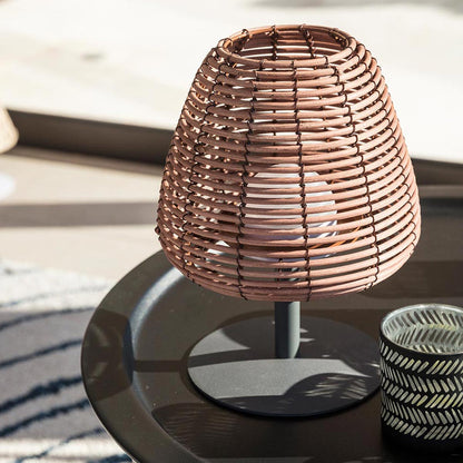 Lot de 4 lampes de table sans fil en rotin naturel LED blanc chaud/blanc dimmable 4X BOHEME H25cm