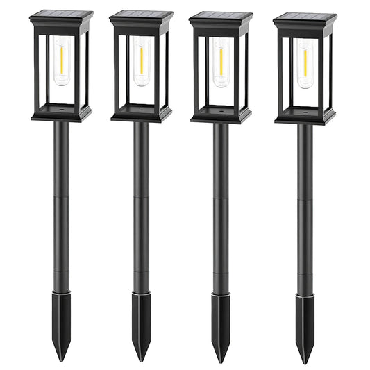 Lot de 4 balises solaires à piquer 4X LUZY LED blanc chaud H34cm