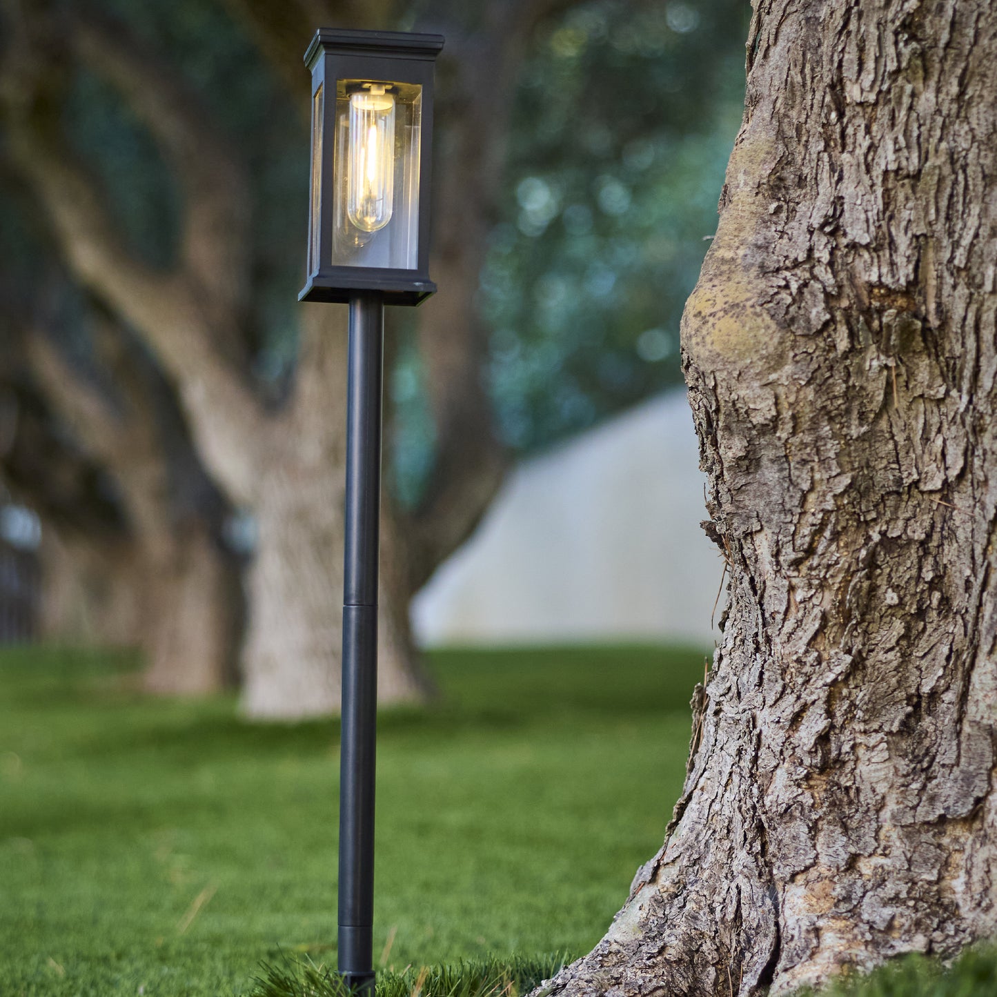 Lot de 4 balises solaires à piquer 4X LUZY LED blanc chaud H34cm