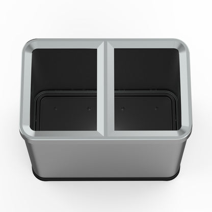 Poubelle de tri 2 x 30L en acier inoxydable TALLIN Open Top sans couvercle, design moderne pour bureau, cuisine, hôtel ou restaurant