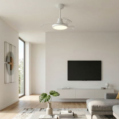 Ventilateur de Plafond BRYSEA 63cm avec Luminaire LED 20W Intégré Petit Ventilateur Silencieux 50dB pour Chambre Salon Cuisine Moteur DC 20W Basse Consommation Réversible Mode Été Hiver avec Télécommande Plafonnier Moderne 2100 Lumens Blanc