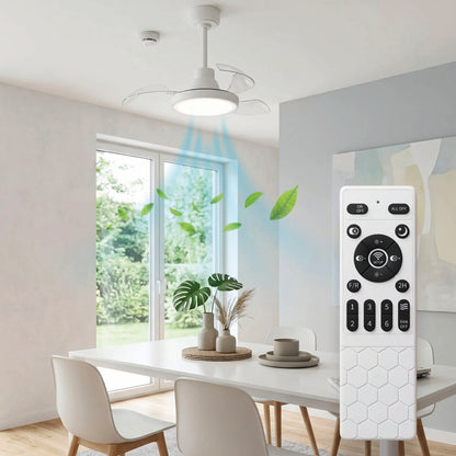 Ventilateur de Plafond BRYSEA 63cm avec Luminaire LED 20W Intégré Petit Ventilateur Silencieux 50dB pour Chambre Salon Cuisine Moteur DC 20W Basse Consommation Réversible Mode Été Hiver avec Télécommande Plafonnier Moderne 2100 Lumens Blanc
