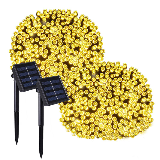 Lot de 2 guirlandes lumineuses solaires 400 LED blanc chaud 8 modes détecteur crépusculaire 2x YOGY SOLAR WARM 400 33.9m
