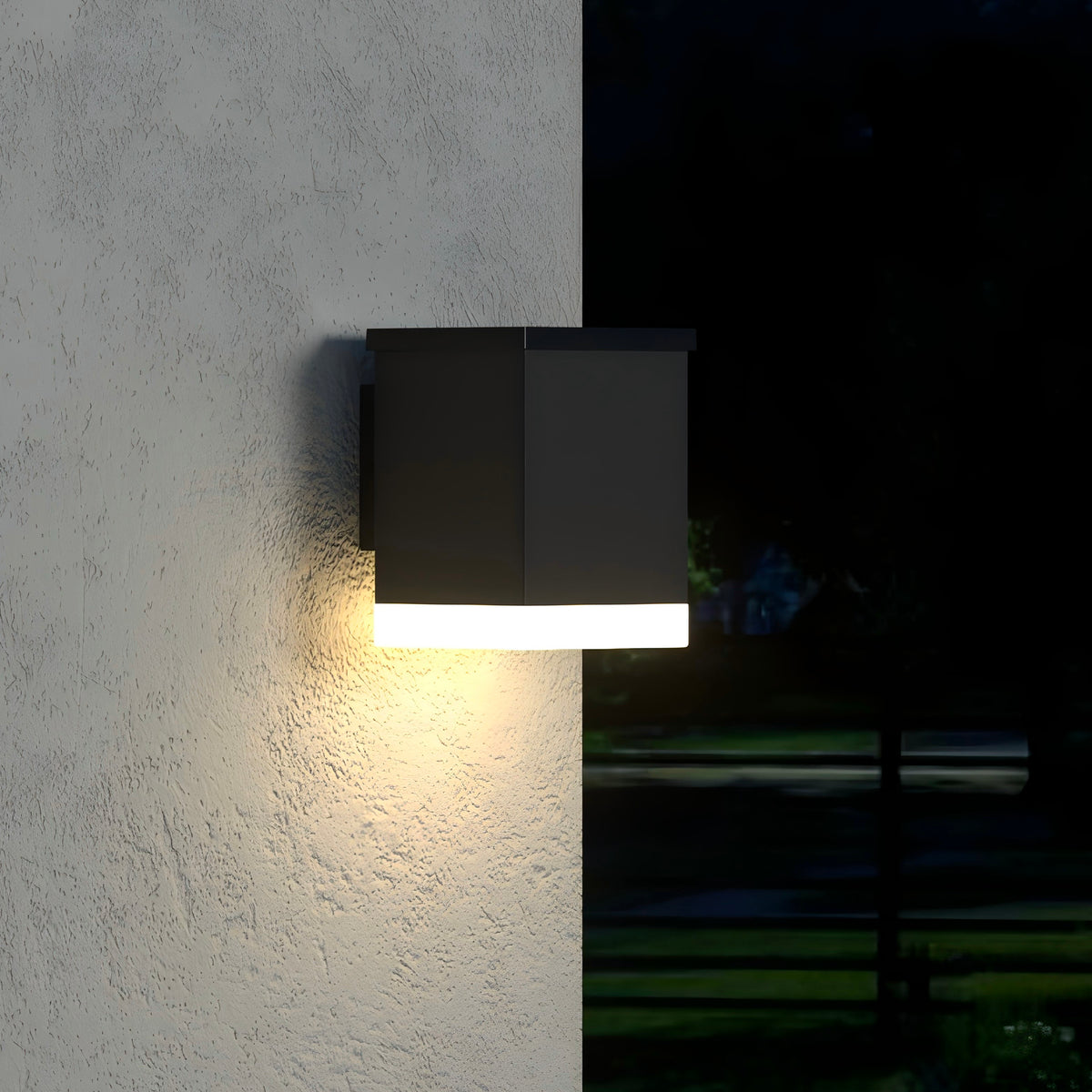 Lot de 2 appliques murales solaires cubes noires LED blanc chaud éclairage haut et bas 2x SUNBOX BLACK H12cm