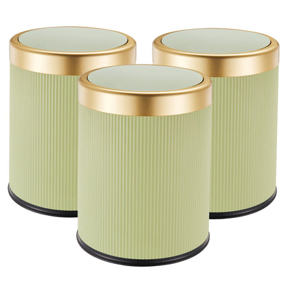 Lot de 3 Poubelle Push en Plastique 8L GLINT Vert et Or