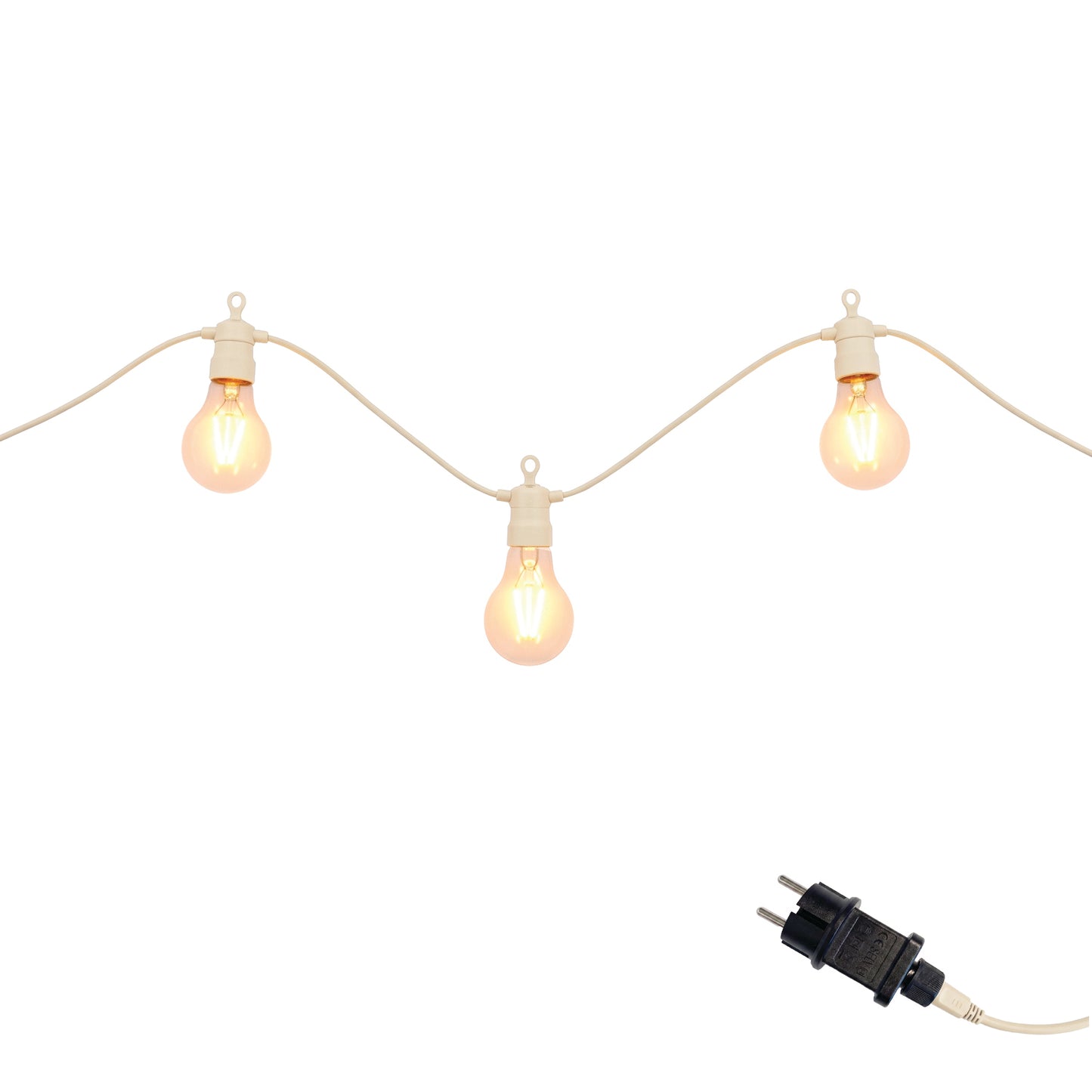 Guirlande lumineuse extérieur beige 10 globes transparents raccordable LED blanc chaud PARTY MAX CLEAR CREAM 8m