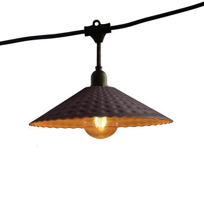 Guirlande lumineuse extérieure 6m avec 10 ampoules LED filament E27 blanc chaud VINTY LIGHT et abat-jour en métal style vintage