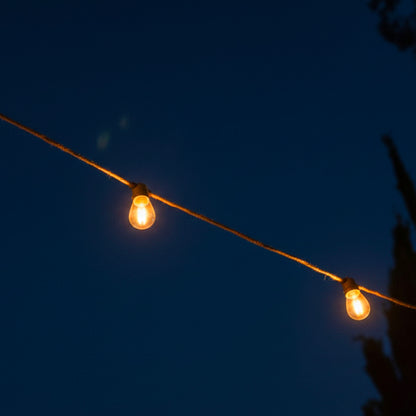 Guirlande lumineuse solaire et sur secteur en corde 10 ampoules transparentes LED blanc chaud FANTASY CORD SOLAR 8m